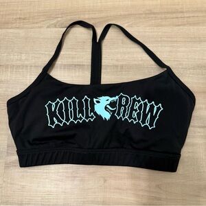 Kill Crew Black Sports Bra with Blue Logo